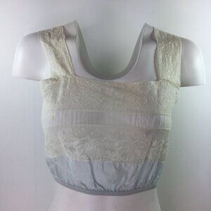 Vintage 60s Womens Crop Camisole Top Blue White Blue